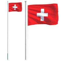 vidaXL Mástil y bandera de Suiza aluminio 6,23 m