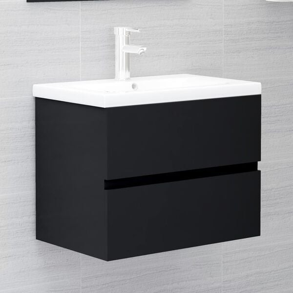 vidaXL Armario para lavabo madera contrachapada negro 60x38,5x45 cm