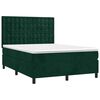 vidaXL Cama box spring colch&oacute;n y LED terciopelo verde oscuro 140x200cm