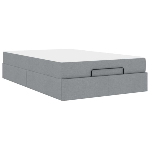 vidaXL Estructura de cama con colch&oacute;n 2 pcs Gris claro tela