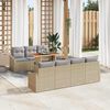 vidaXL Conjunto de sof&aacute; de jard&iacute;n 8 pcs Beige Polirat&aacute;n