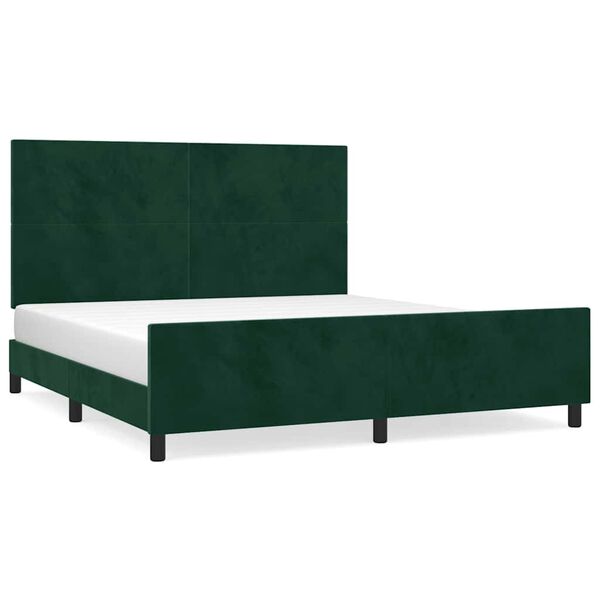 vidaXL Estructura cama sin colch&oacute;n terciopelo verde oscuro 160x200 cm
