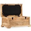 vidaXL Banco de almacenaje cuero aut&eacute;ntico madera mango 80x44x44 cm