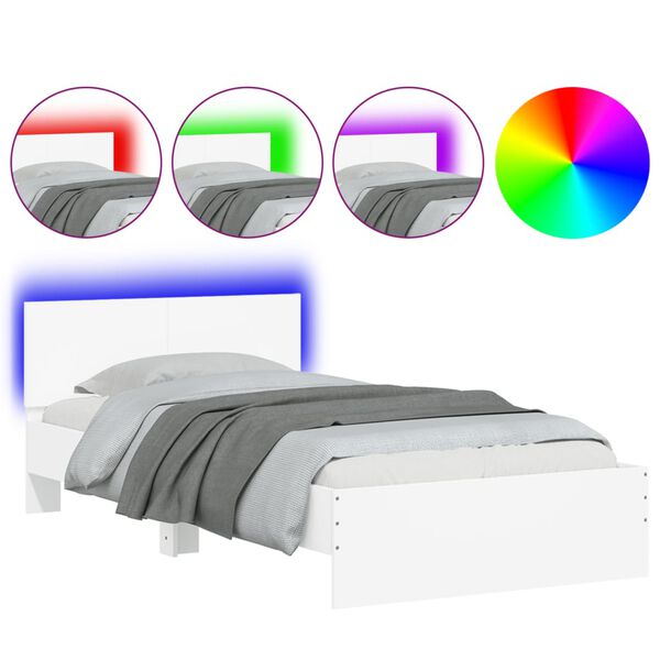 vidaXL Estructura de cama con cabecero y luces LED blanco 100x200 cm