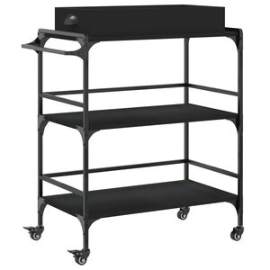 vidaXL Carrito de cocina de madera de ingenier&iacute;a negro 81,5x41x92,5 cm