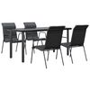 vidaXL Juego de comedor para jard&iacute;n 5 piezas acero y textilene negro