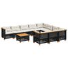 vidaXL Set de sof&aacute;s de jard&iacute;n 11 pzas y cojines rat&aacute;n sint&eacute;tico negro