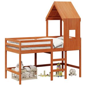 vidaXL Estructura de cama alta Marr&oacute;n Cera 90 x 190 cm Pino macizo