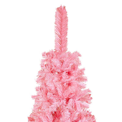 vidaXL Árbol de Navidad delgado con LEDs y bolas rosa 120 cm