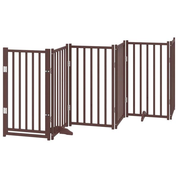 vidaXL Puerta de perros plegable 12 paneles madera &aacute;lamo marr&oacute;n 600 cm