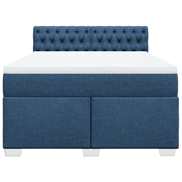 vidaXL Cama box spring con colchón tela azul 140x200 cm