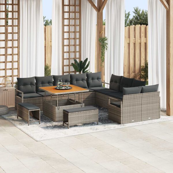 vidaXL Conjunto de sof&aacute; de jard&iacute;n 13 pcs Gris 100 x 100 x 71 cm