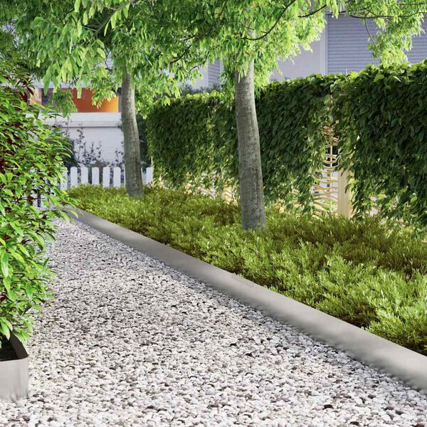 vidaXL Borde de C&eacute;sped 4 pcs Plateado 450 x 0.05 x 15 cm