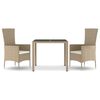 vidaXL Set comedor de jard&iacute;n 3 pzas con cojines rat&aacute;n sint&eacute;tico beige