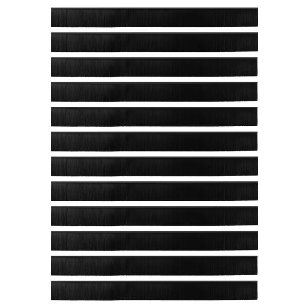vidaXL Sellos de cepillo para puertas autoadhesivos 12 pcs Negro