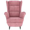 vidaXL Sill&oacute;n orejero y taburete de terciopelo rosa