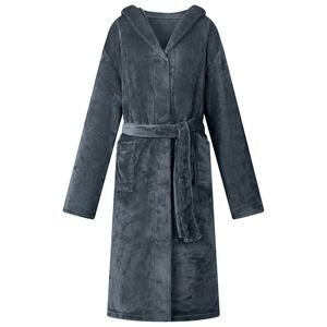 vidaXL Bata con Capucha Azul marino S Franela
