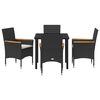 vidaXL Conjunto de Comedor de Jardín 5 pcs Negro ratán sintético