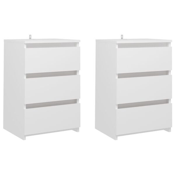 vidaXL Mesitas de noche 2 uds madera contrachapada blanco 40x35x62,5cm