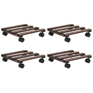 vidaXL Soporte con ruedas para macetas madera 4 uds cedro 25x25 cm