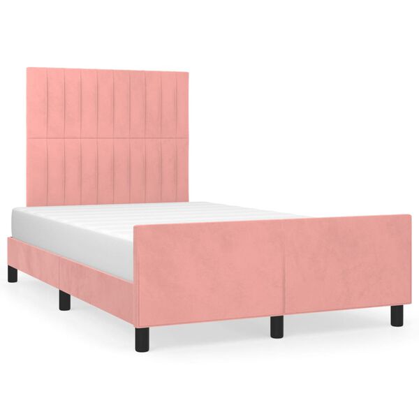 vidaXL Estructura de cama sin colch&oacute;n terciopelo rosa 120x190 cm