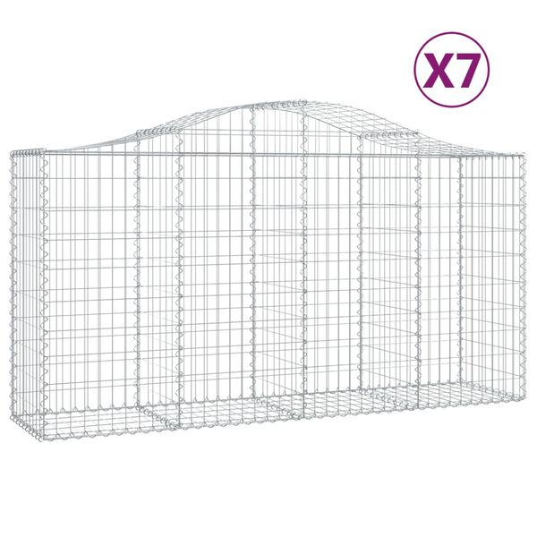 vidaXL Cestas de gaviones 7 uds forma de arco hierro 200x50x100/120 cm