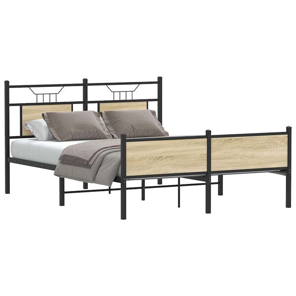 vidaXL Estructura de cama sin colch&oacute;n madera roble Sonoma 150x200 cm