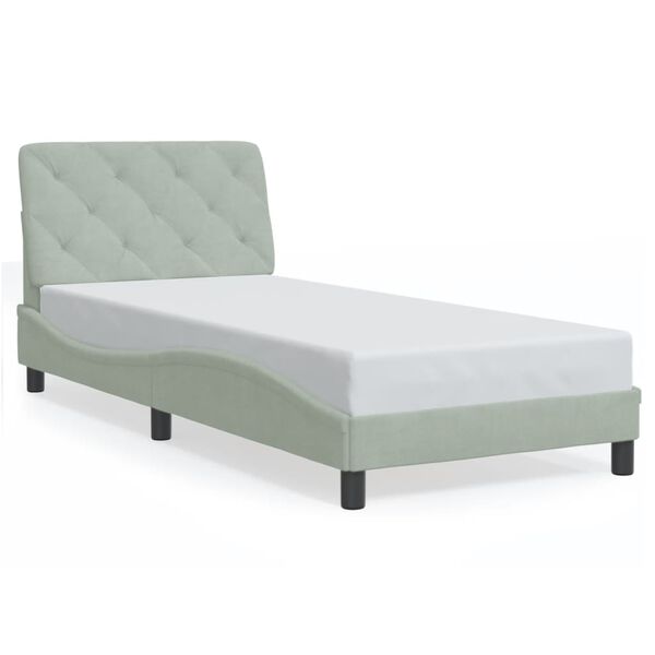 vidaXL Estructura de cama con LED sin colch&oacute;n terciopelo gris claro 90x190 cm