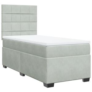 vidaXL Cama box spring con colch&oacute;n terciopelo gris claro 80x200 cm