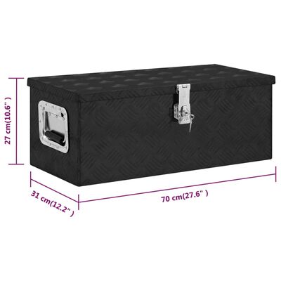 vidaXL Caja de almacenaje de aluminio negro 70x31x27 cm