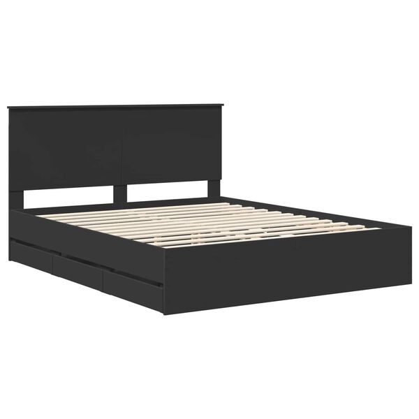 vidaXL Estructura de cama Negro 160 x 200 cm Madera Ingenieril