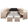 vidaXL Set comedor de jard&iacute;n 17 piezas y cojines rat&aacute;n sint&eacute;tico beige