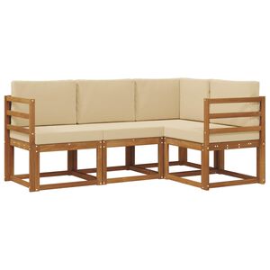 vidaXL Conjunto de sof&aacute;s de exterior con coj&iacute;n 4 pcs Natural y Beige