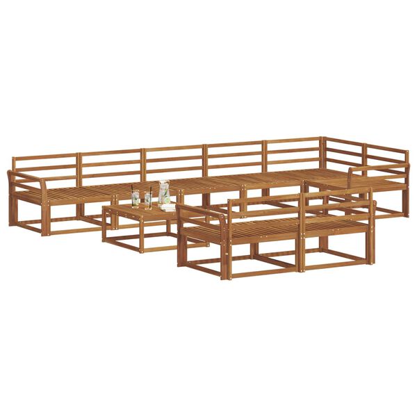 vidaXL Conjunto de sof&aacute;s de exterior 9 pcs Natural