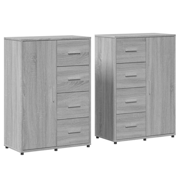 vidaXL Aparadores 2 uds madera de ingenier&iacute;a gris Sonoma 60x31x84 cm