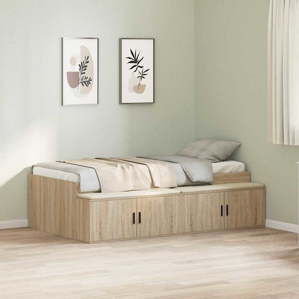 vidaXL Estructura de cama con caj&oacute;n Roble Sonoma 70 x 190 cm