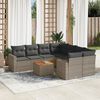 vidaXL Set de muebles de jard&iacute;n 9 pzas y cojines rat&aacute;n sint&eacute;tico gris