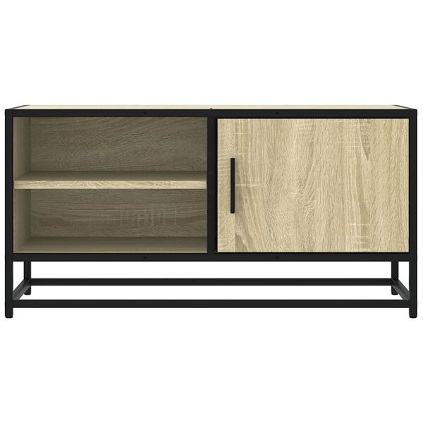 vidaXL Mueble TV metal y madera ingenier&iacute;a roble Sonoma 80x34,5x40 cm