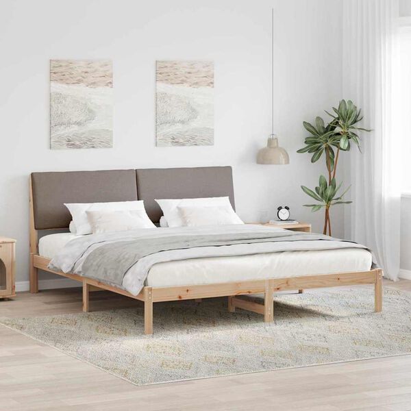 vidaXL Estructura de cama con cabecera Marr&oacute;n y taupe 200 x 200 cm