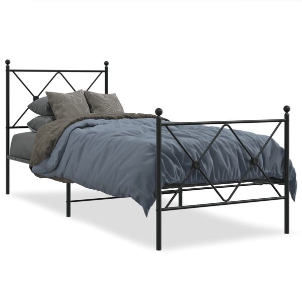 vidaXL Estructura cama sin colchón con estribo metal negro 80x200 cm