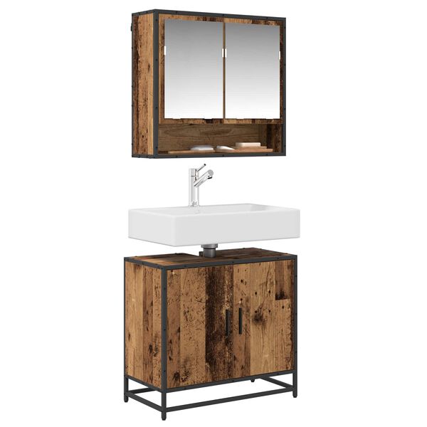 vidaXL Mueble de lavabo para ba&ntilde;o Madera envejecida 65 x 33 x 60 cm