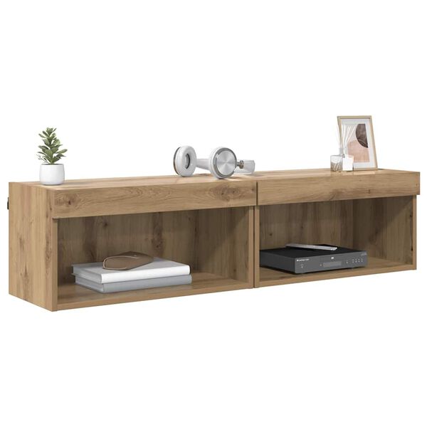 vidaXL Conjunto de mueble de TV Roble artesanal Madera contrachapada