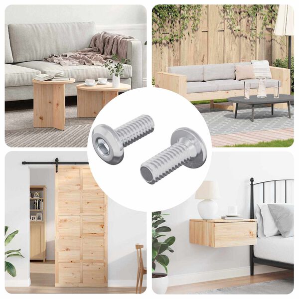 vidaXL Tornillo de Bloqueo de Cabeza 2 pcs Plateado M6 x 15 mm Acero