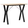 vidaXL Mesa de comedor marco Y madera maciza pino y acero 100x50x75cm