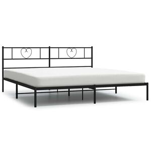 vidaXL Estructura cama sin colch&oacute;n con cabecero metal negro 183x213 cm