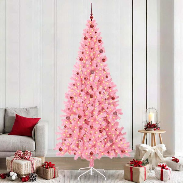 vidaXL &Aacute;rbol de Navidad con 300 LED con soporte Rosa 240 cm PVC