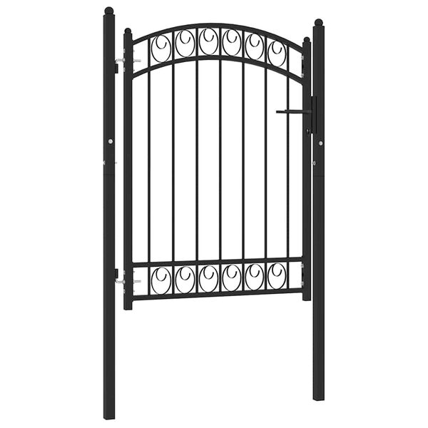 vidaXL Puerta de jard&iacute;n con arco superior acero negro 100x98,5 cm