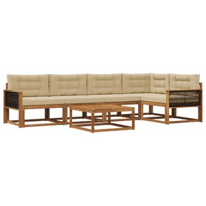 vidaXL Conjunto de sof&aacute;s de exterior con coj&iacute;n 6 pcs Natural y Beige
