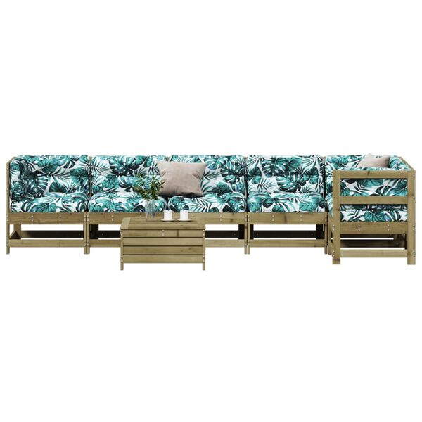 vidaXL Juego de muebles jard&iacute;n 7 pzas y cojines madera pino impregnada