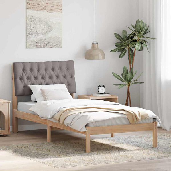 vidaXL Estructura de Cama con Cabecera Tapizada Marr&oacute;n 90 x 190 cm